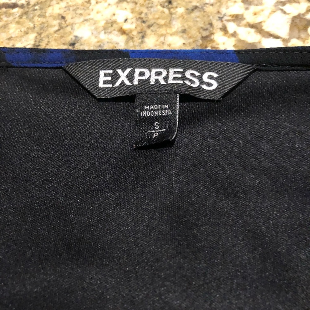 Express black chiffon romper with blue feathers - Picture 2 of 2